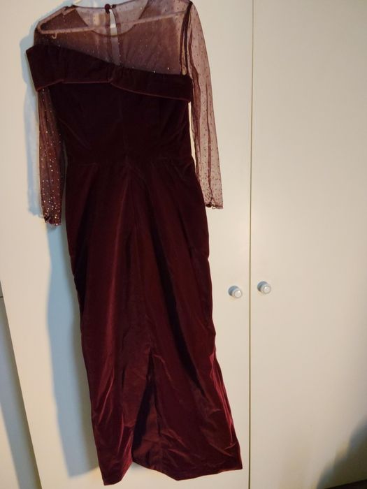 Fabuloso Vestido Comprido Grená de Cerimónia