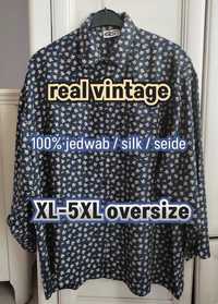 XL - 6XL oversize plus size jedwabna koszula vintage misie kokardki