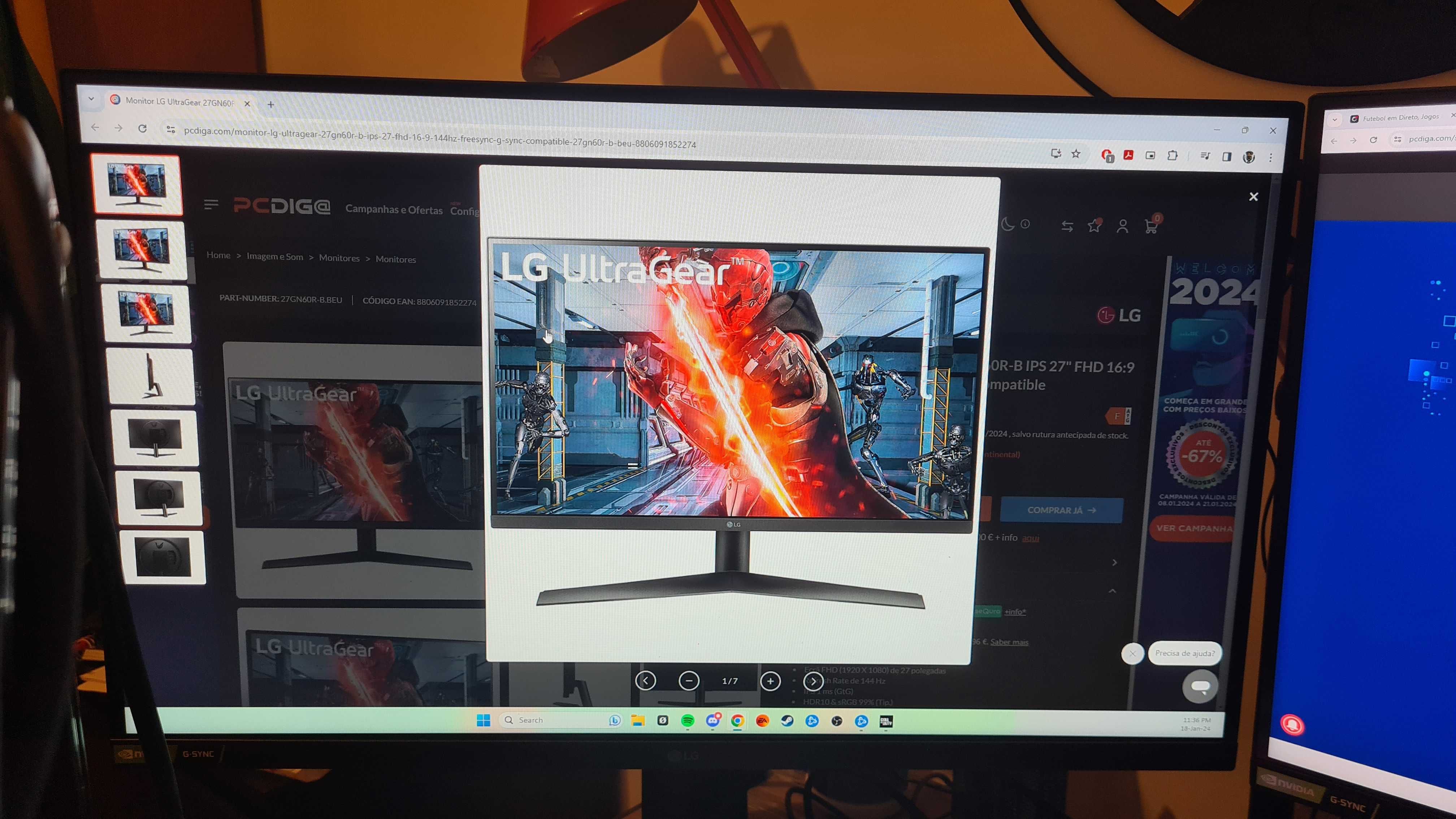 Monitor LG 144hz 27 Polegadas! Mt Estimado!