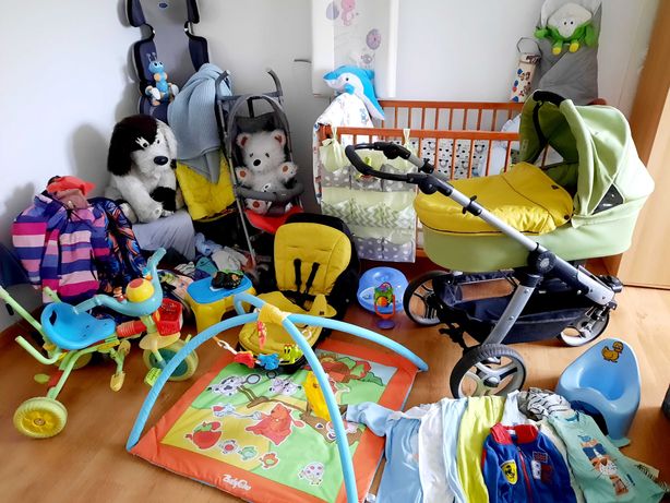 wózek spacerówka łóżeczko rowerek + dodatki dla noworodka
