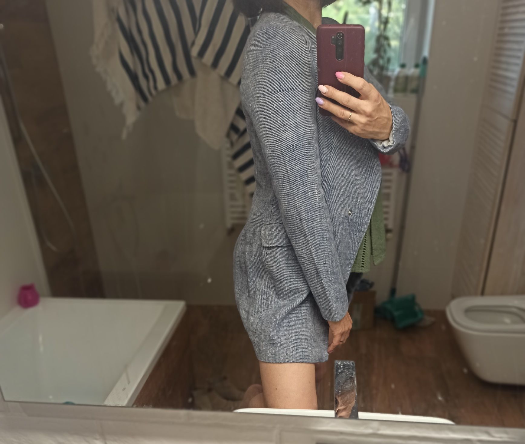 Pled marynarka ale na lniana surdut prochowiec Zara s 36
