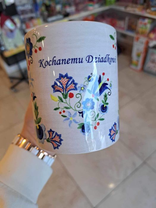 Kubek Dzień Dziadka kaszubskie serce haft folk