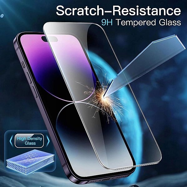 Etui iPhone 14 Pro Max 6,7" x2 Szkło Hartowane JETech 3w1 głęboki fiol