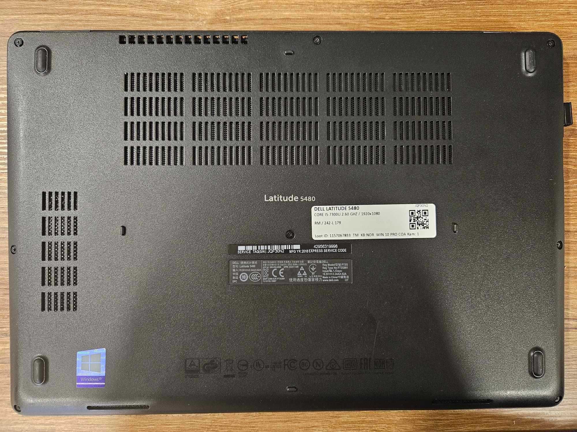 Laptop 14" Dell Latitude 5480 8/SSD256 usb-c Win10Home stand bdb