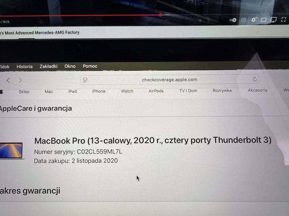 Macbook Pro 13” 2020 i5/16/500 Jak Nowy Bateria 238 cykli