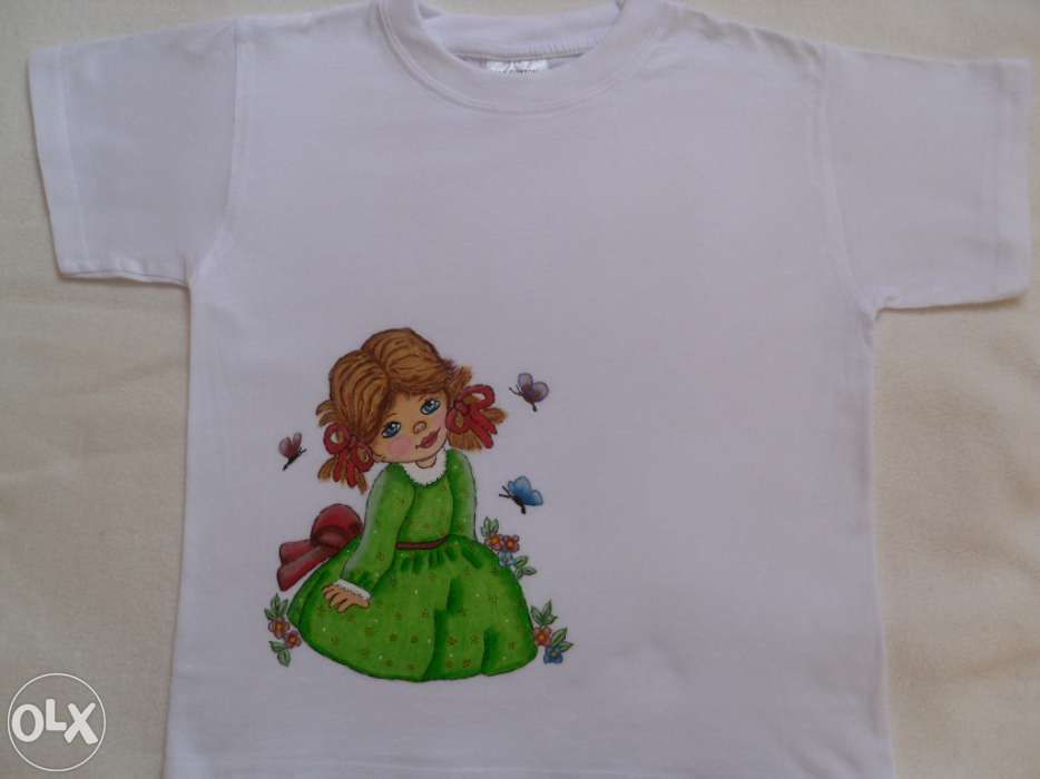 T-shirt para menina, pintada à mão, para 6/8 anos (pinto outros motivo