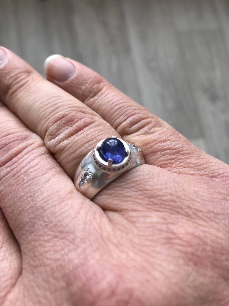 Кольцо перстень Сапфир серебро
