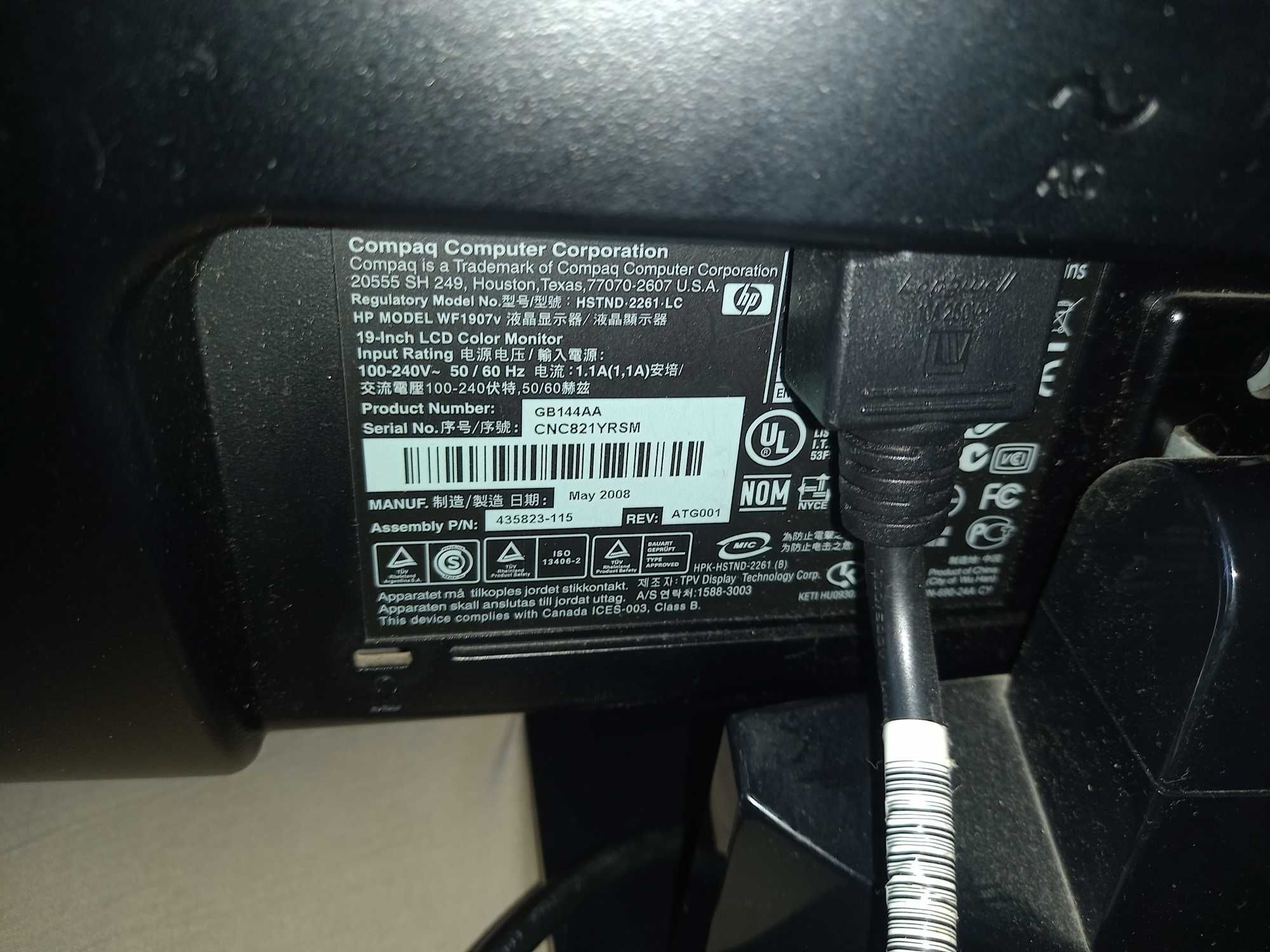 Monitor LCD widescreen Compaq deWF1907 19 polegadas
