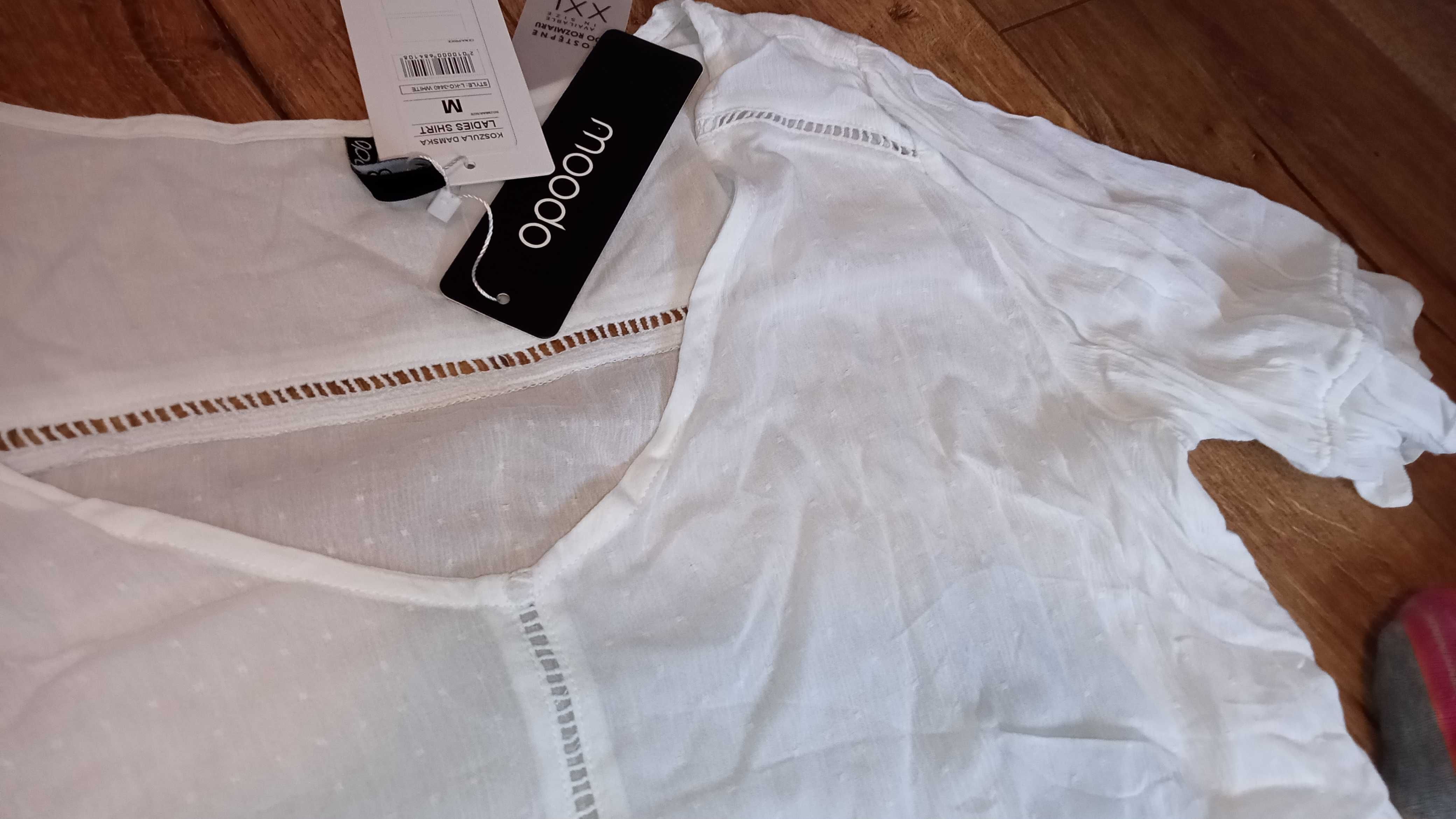 Zestaw komplet elegancki M 38 Moodo nowe spodnie biała bluzka