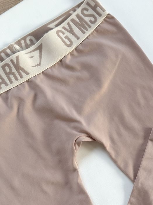 Gymshark Legginsy 36 S długie beżowe nieprześwitujące na siłownię