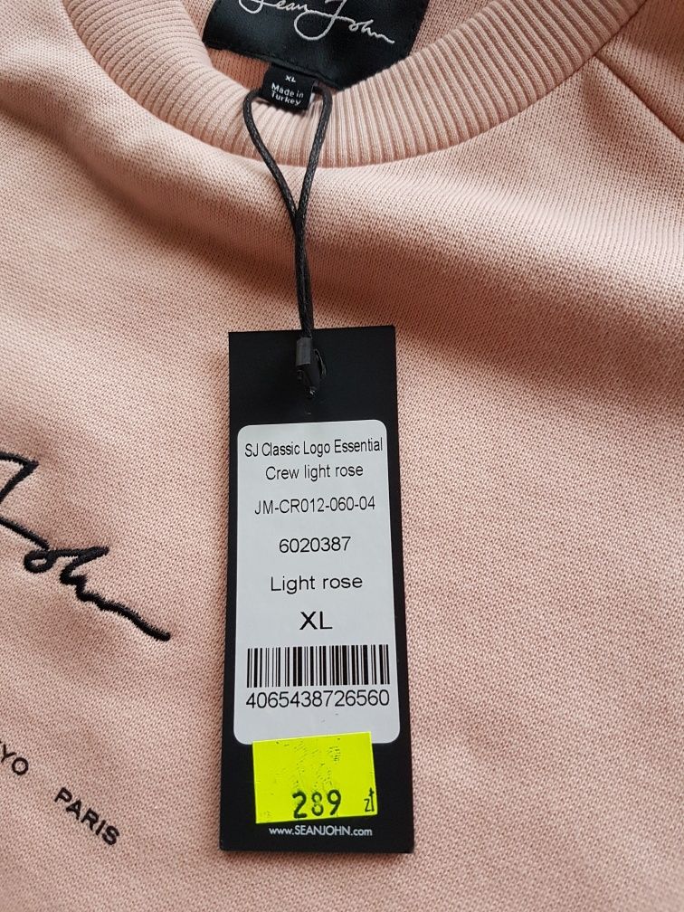 Sean John, piękna męska bluza, blado różowa, rozmiar bawełna,