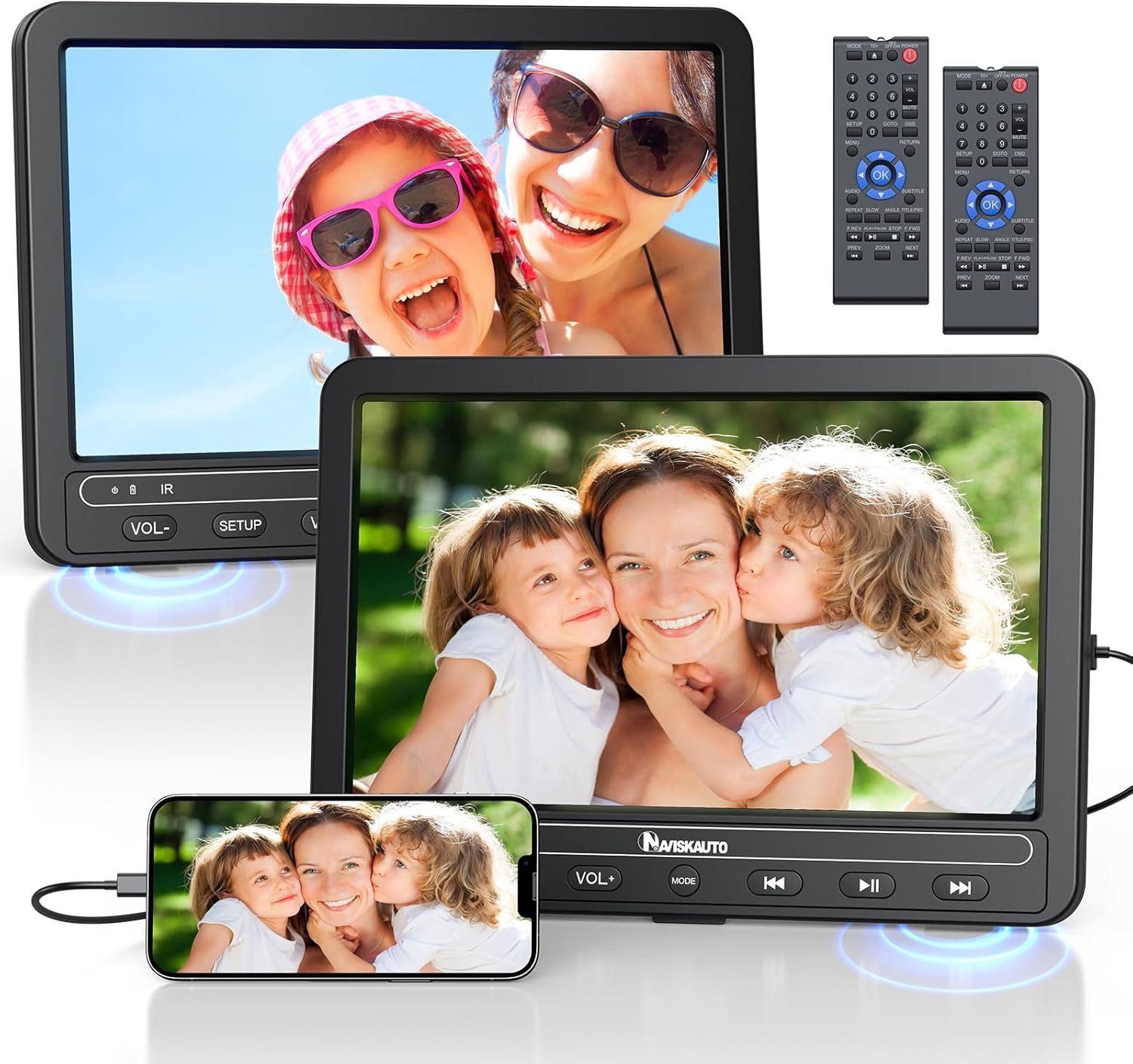 1a. przenośne dvd samochodowe 2 odtwarzacze usb 10,5" aku