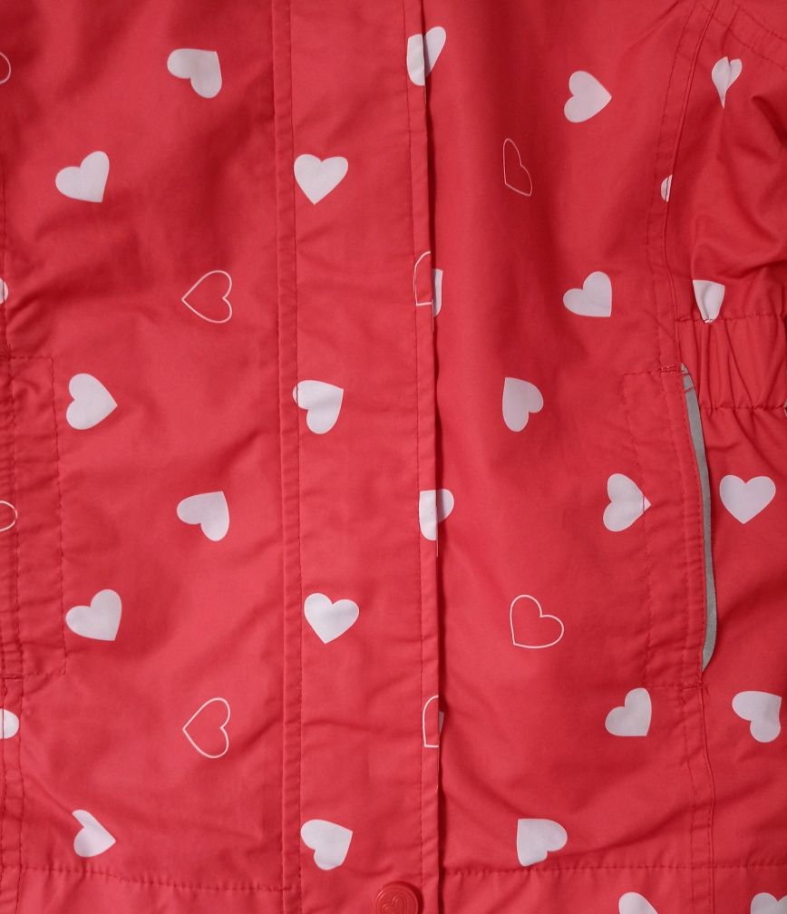 Tchibo Cute Heartbreaker kurtka wiosenna czerwona 98 104 wodoodporna
