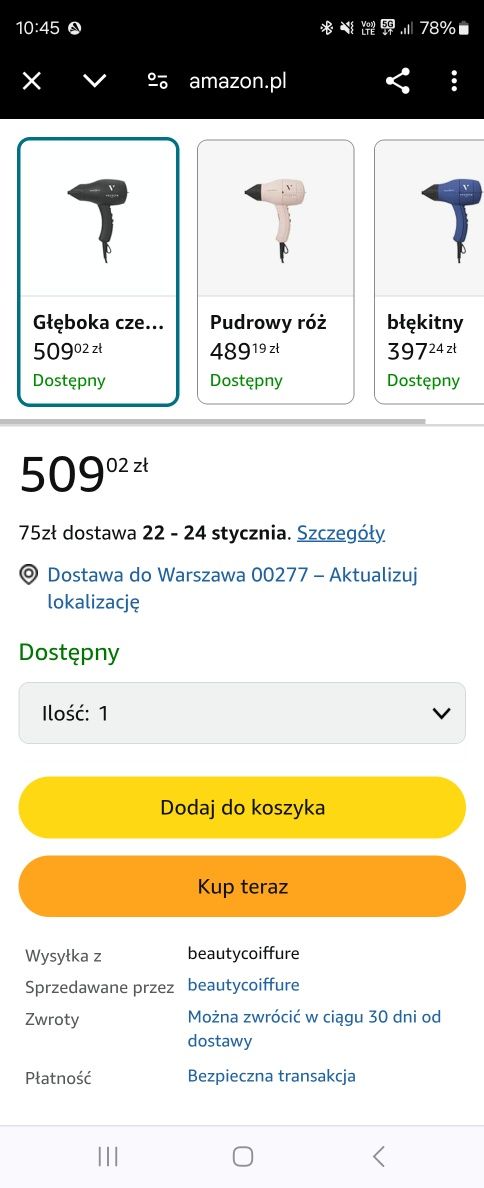 Nowa suszarka do włosów