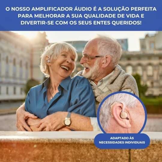 Amplificador de som, 5 níveis de volume, Rotação 360º, Bege