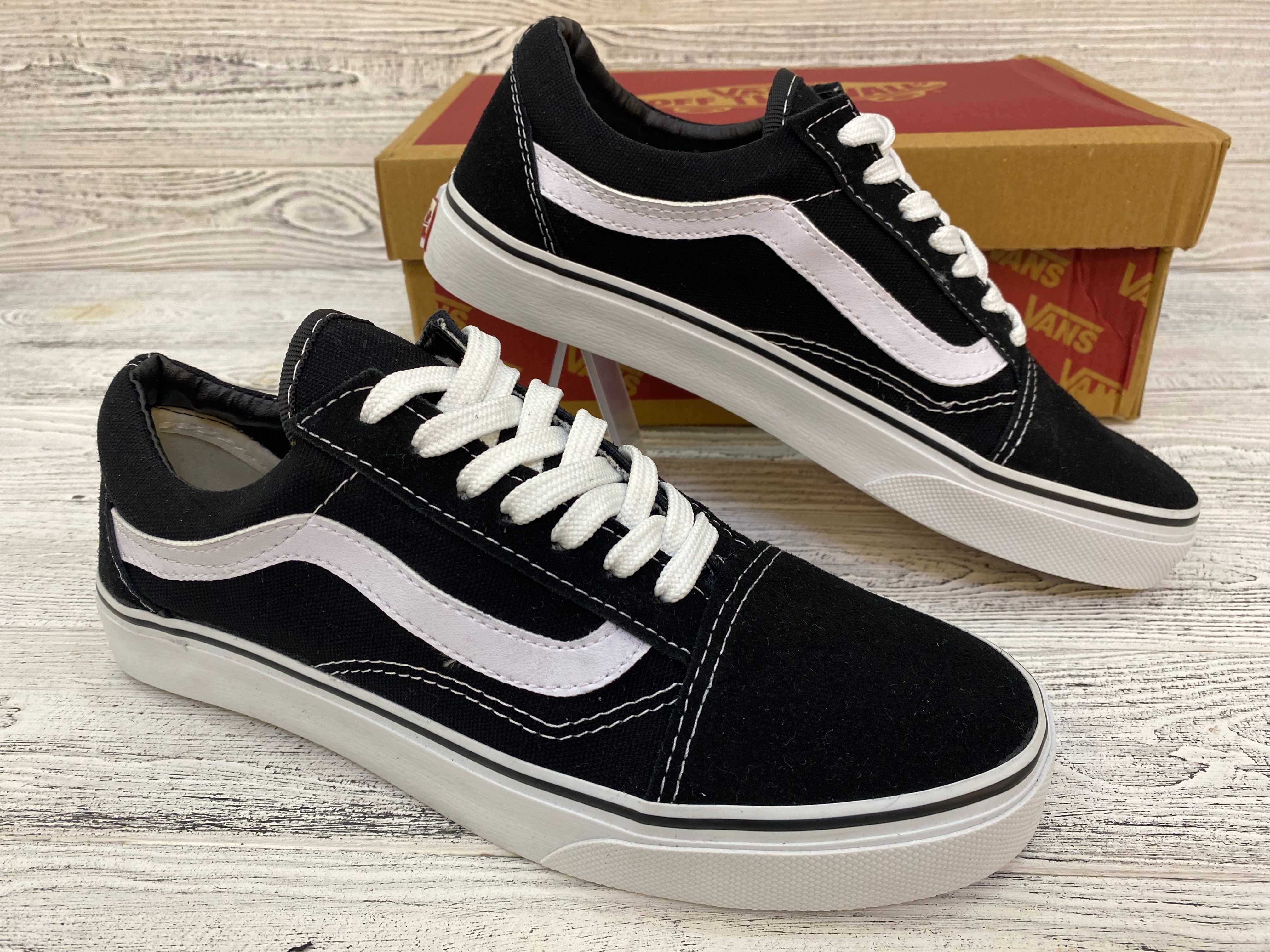 Кеди для самокату розмір 40-45 Vans Old Skool Ванс Олд Скул чорно-білі