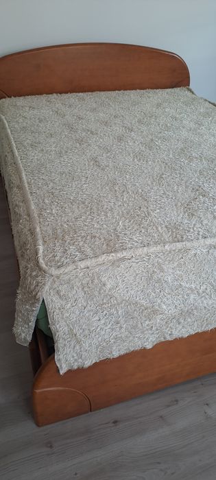 Colcha de pelo beje antiga, anos 70 220x200cm