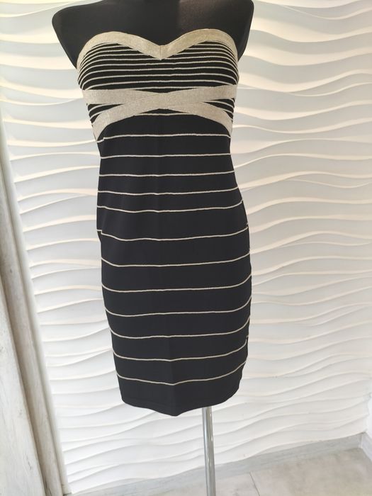 sukienka tuba,bandażowa tally Weijl 40 czarno złota, rozciągliwa