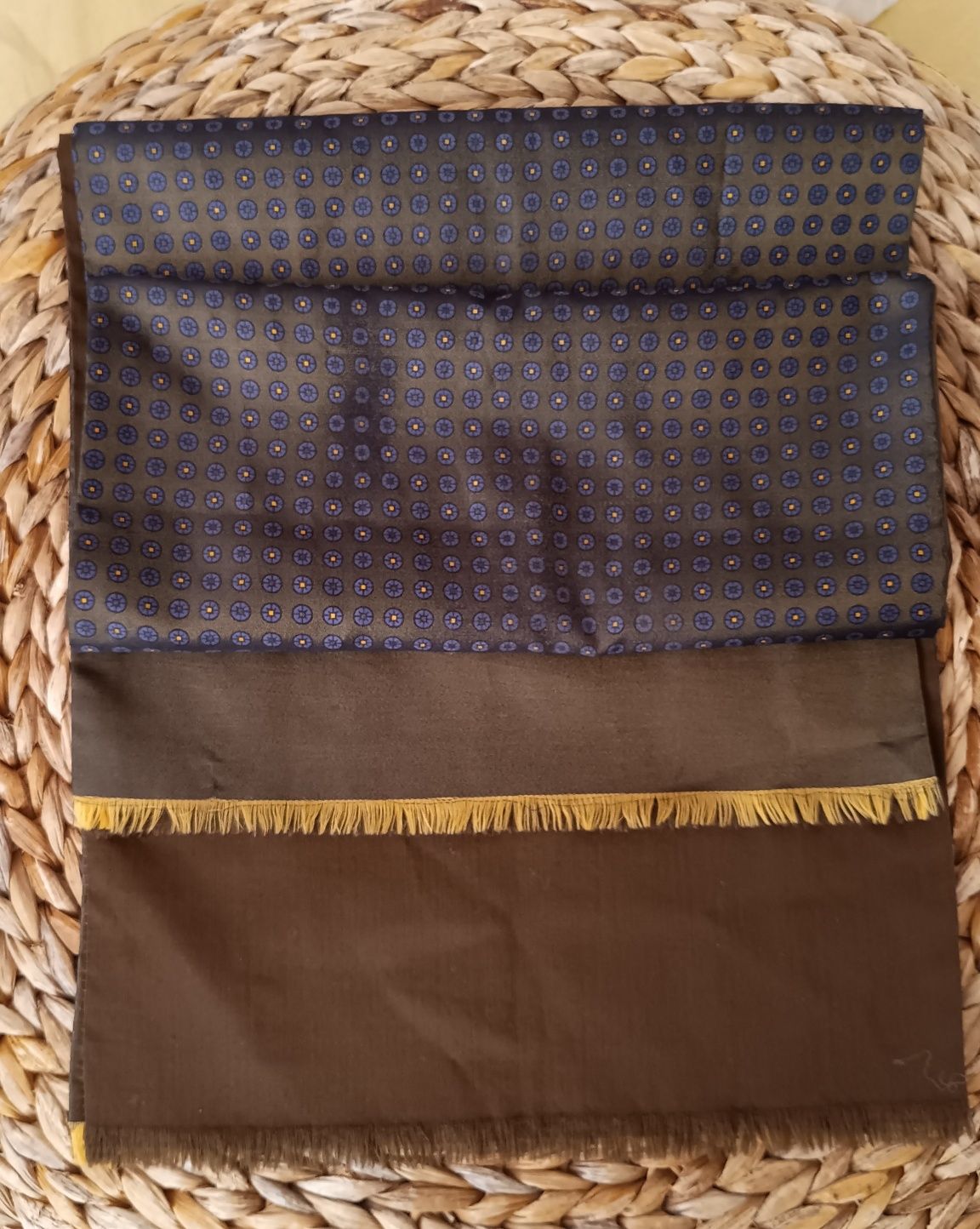 PELO Dwustronny elegancki szal z jedwabiu i wełny, Uniseks 125 x 28 cm