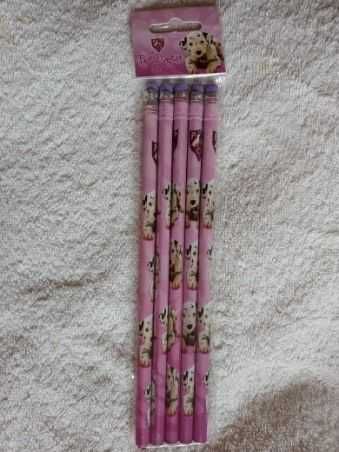 Nowe ołówki z gumką 5 sztuk motyw pieski