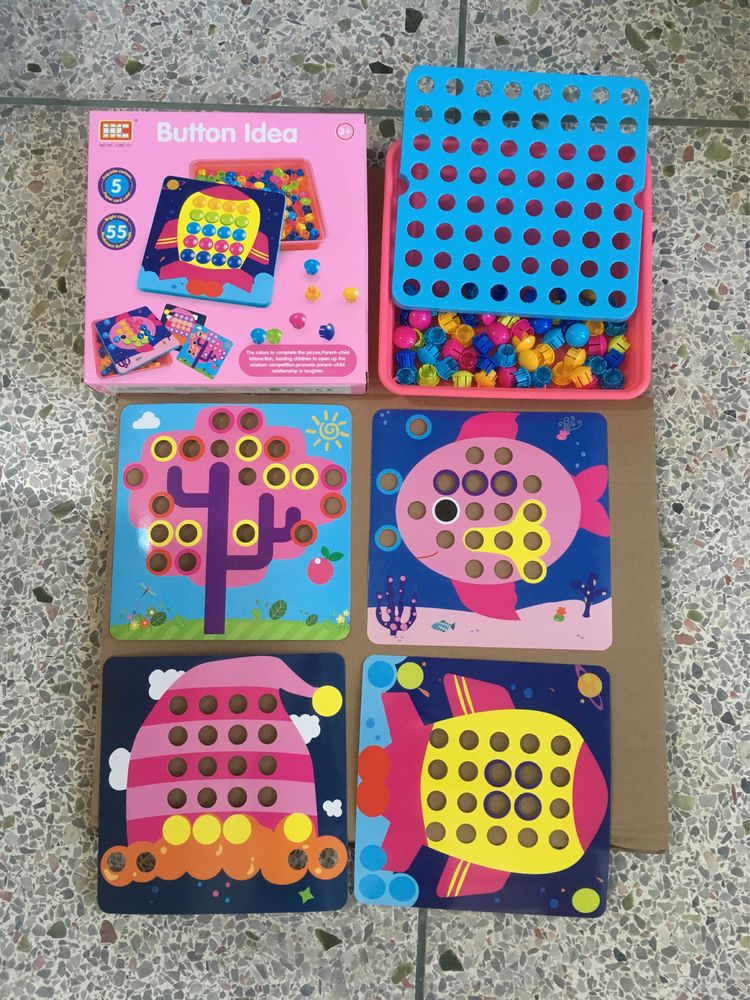Кольорова мозаїка Button Idea з картонними трафаретами