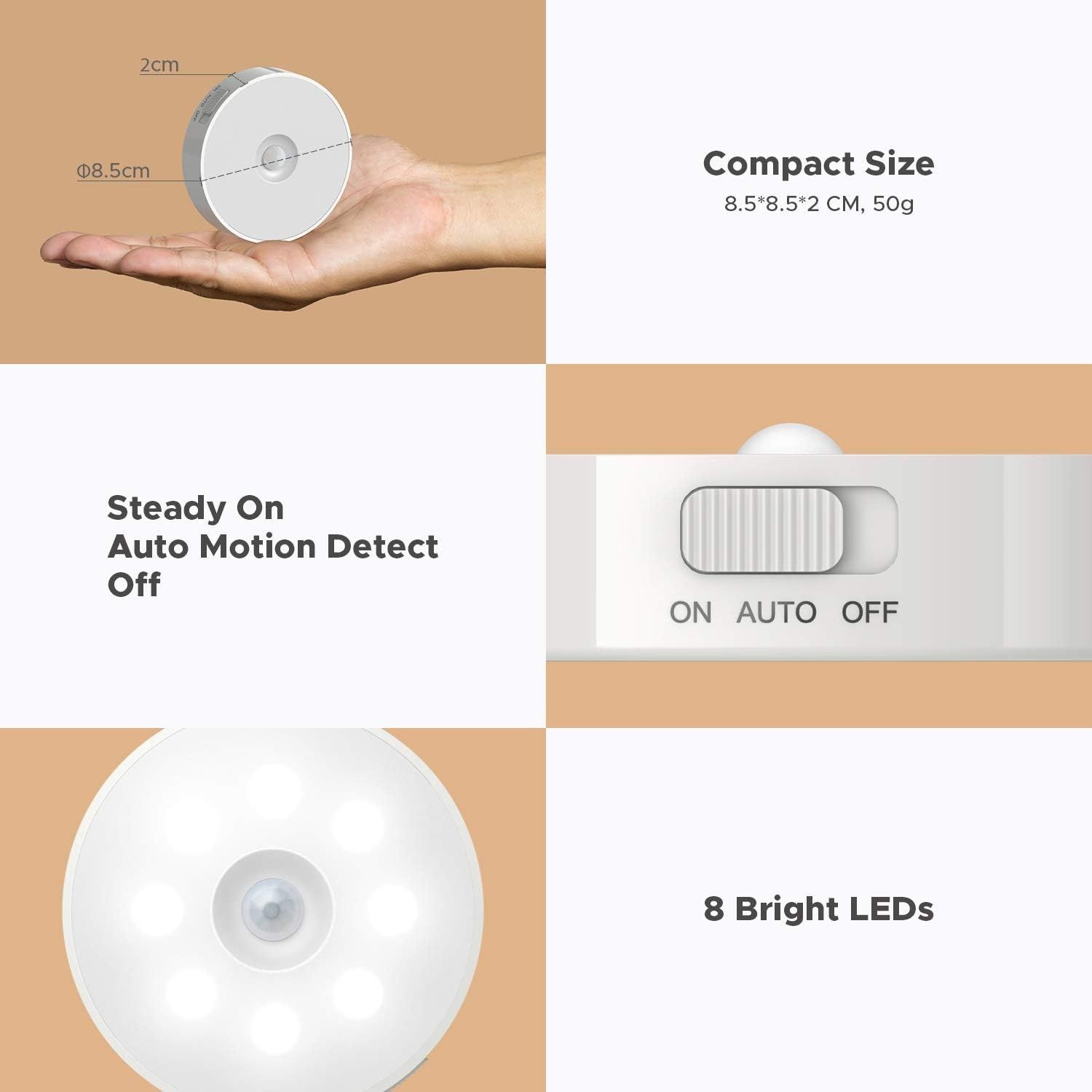 3 luzes recarregáveis  USB sensor de movimento para quarto bebê