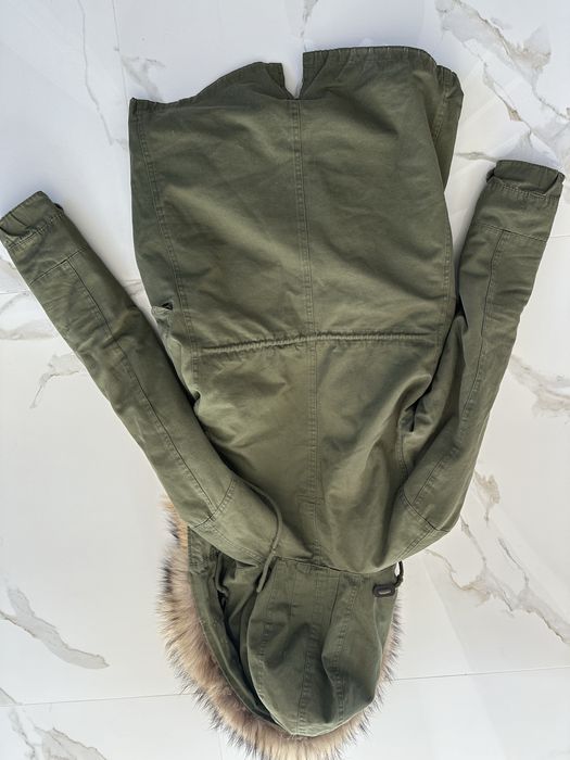 Kurtka parka zimowa khaki obszycie jenot w srodku królik rozmiar S