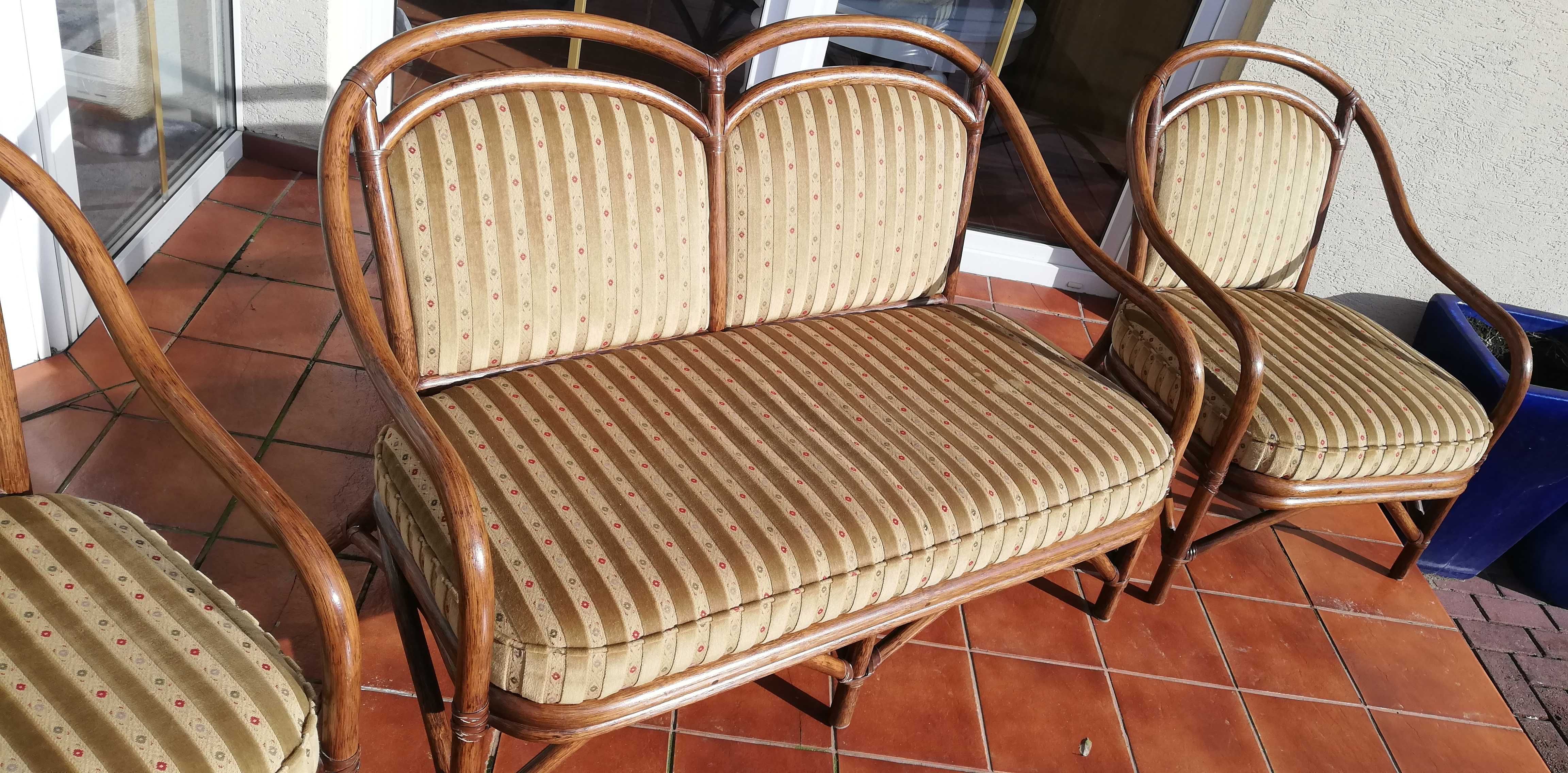 Wypoczynek rattanowy kanapa fotel komplet sofa relaks krzesło ława sto