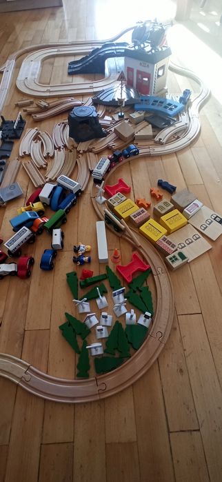 Drewniane klocki różne duży zestaw