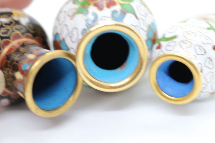 Conjunto de 3 Jarras Chinesas em Metal Cloisonné 7,5 A cm