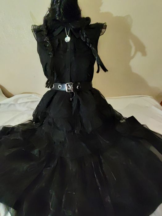 Przebranie  Wednesday Adams Halloween  6 części rozmiar M
