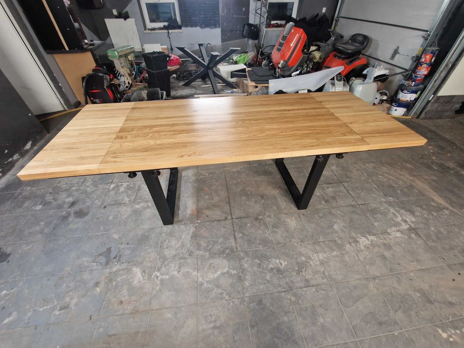 Stół 160/240/90 Stół dębowy drewniany metalowe nogi LOFT dostawki 40