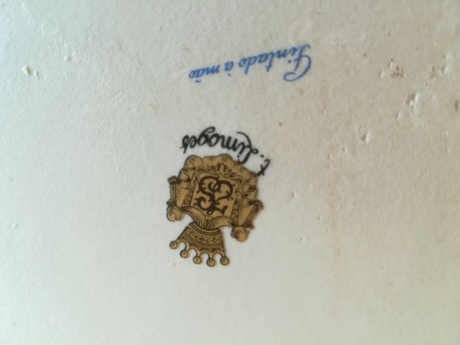 Travessa de Limoges antiga pintada à mão + Canecas de cerveja