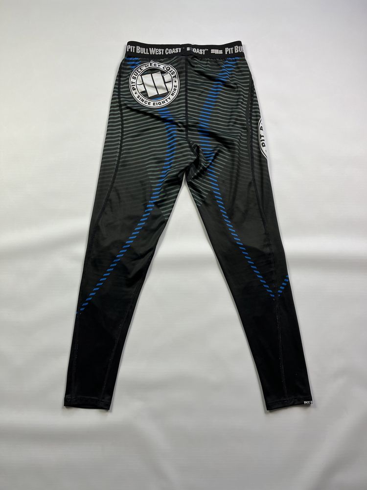 Czarne spodnie leginsy sportowe treningowe męskie PitBull West Coast S