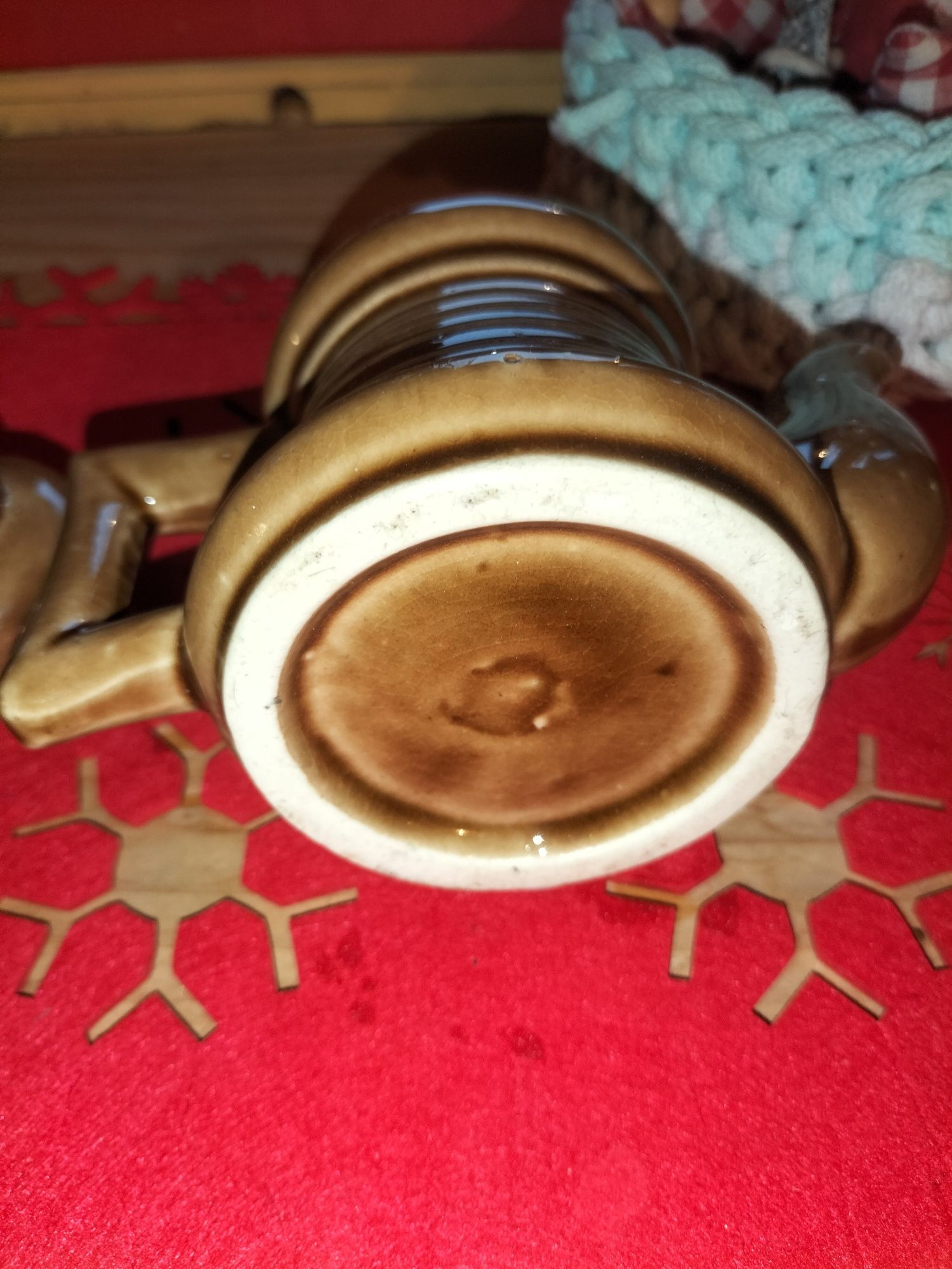 Mały dzbanek na herbatę, imbryk ceramiczny vintage PRL