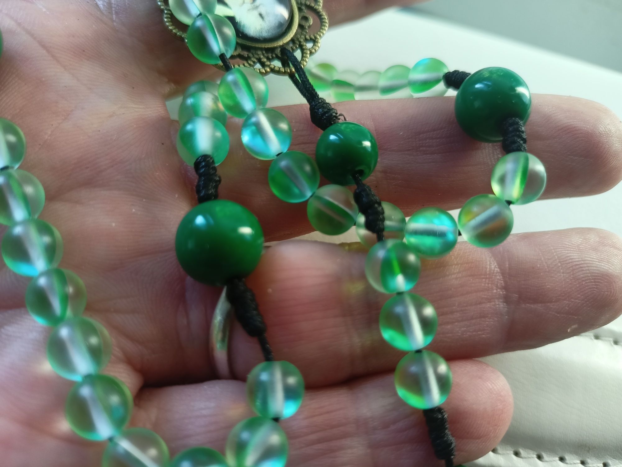 Różaniec w zieleni św. Charbel- handmade