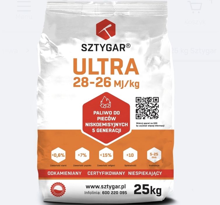 Ekogroszek SZTYGAR ULTRA 26-28MJ Sprawadzony