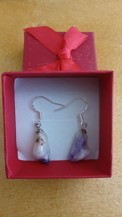 Brincos em Prata 925 com Pedras Naturais Tiffany + Anel de Brinde regu