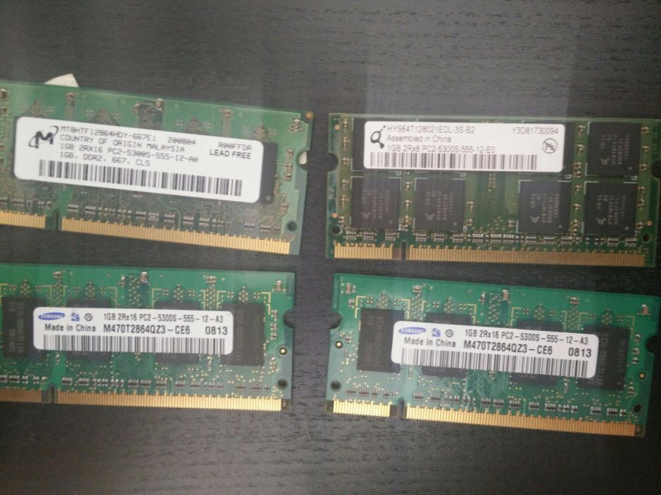 Memórias RAM 512MB, 1GB e 2GB