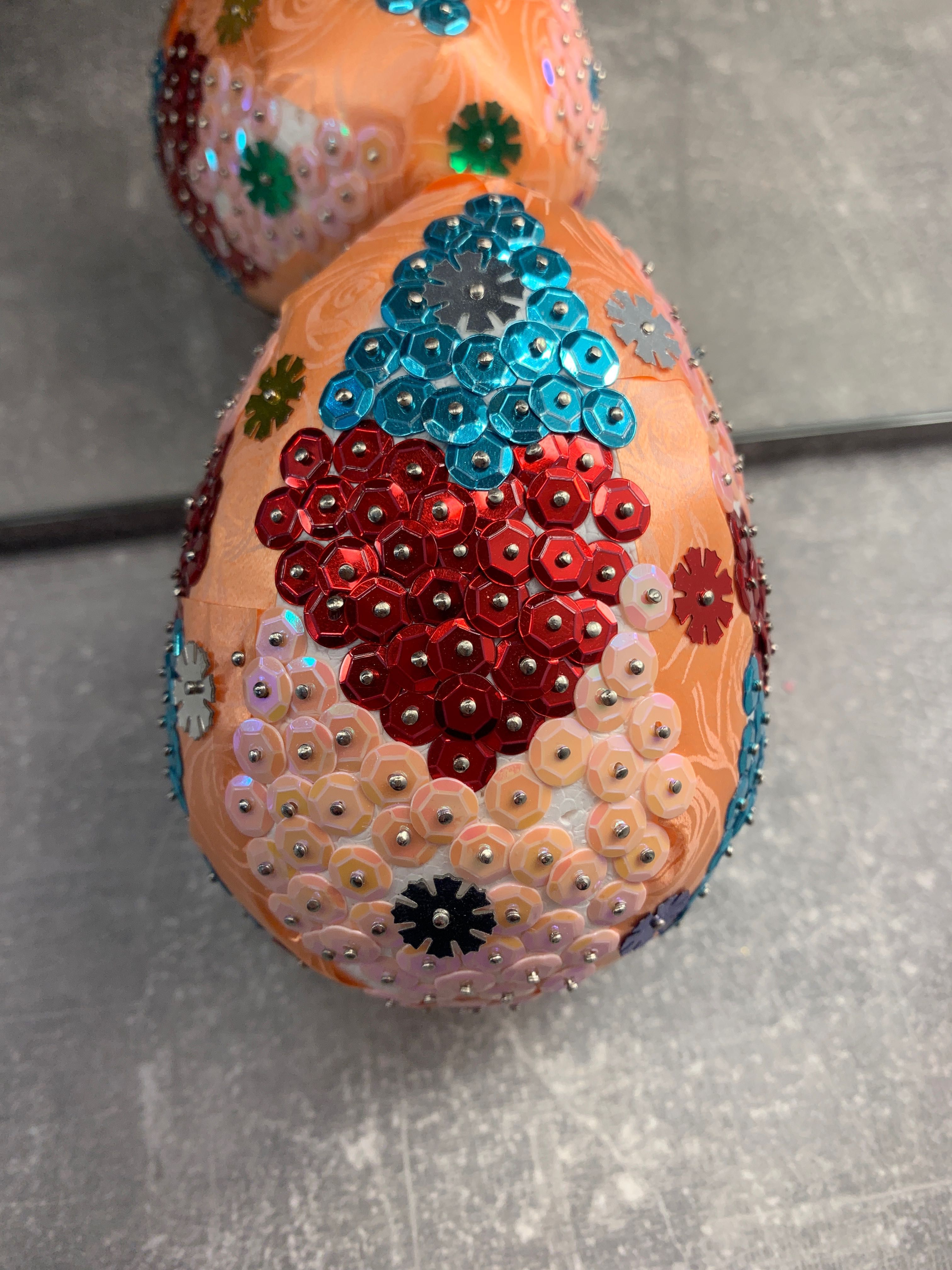 Jajo z cekinów i wstążki - własnoręczne - handmade - HIT!