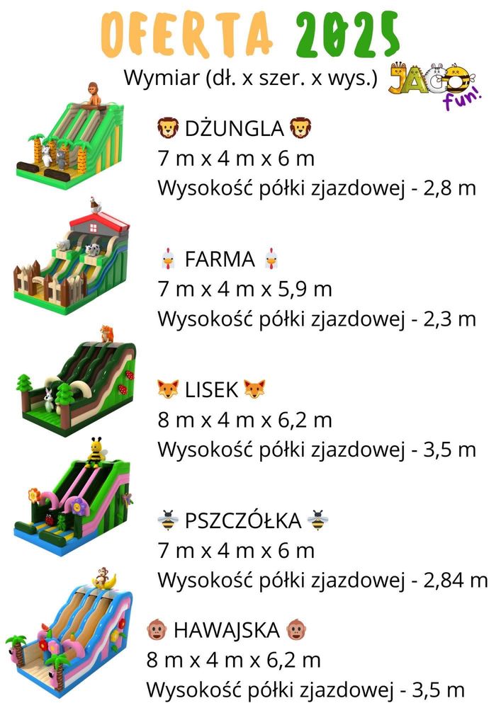 Dmuchańce Zjeżdzalnie dmuchane dla dzieci Festyny Komunie Urodziny