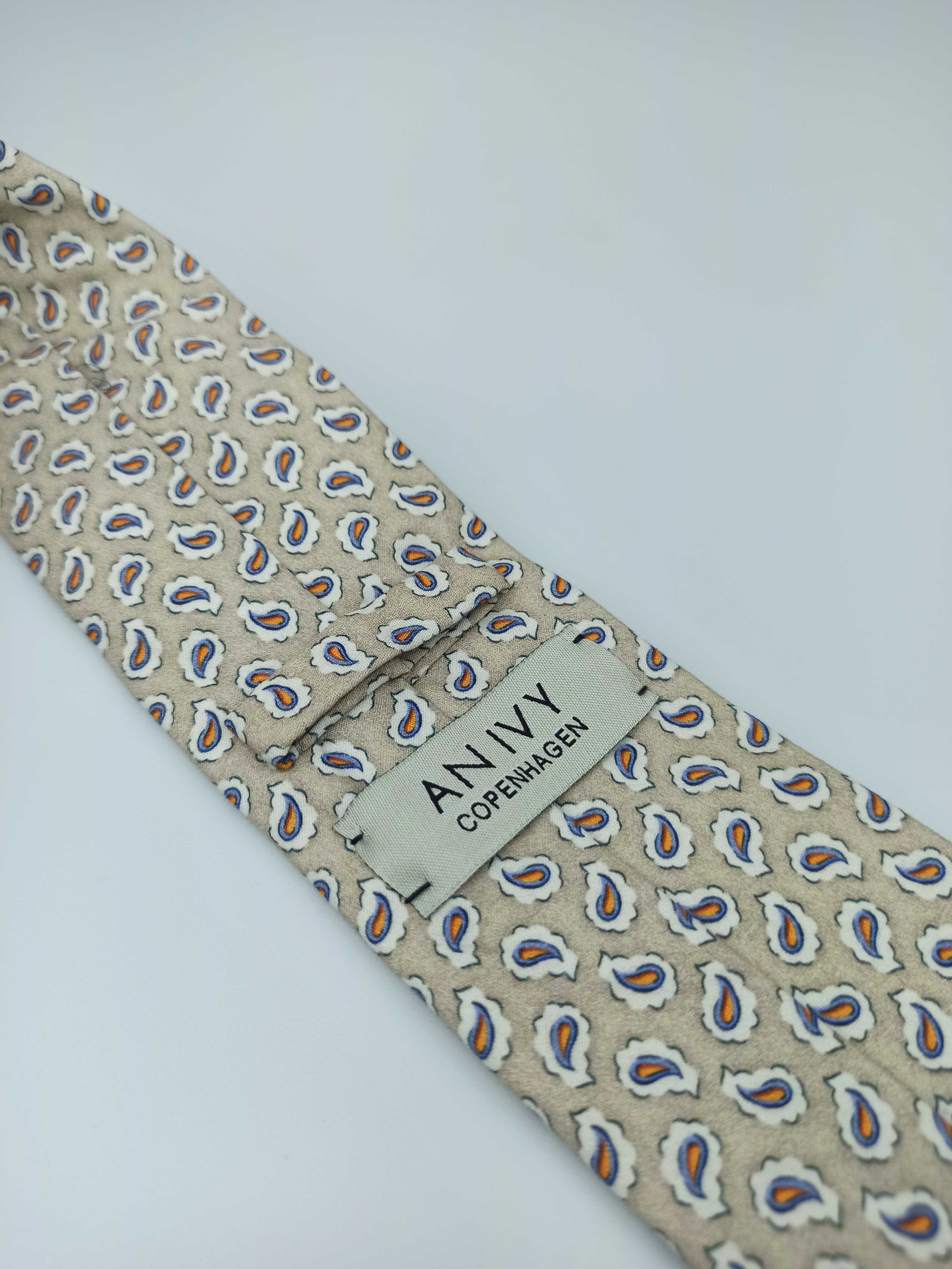 Anivy Copenhagen bawełniany kremowy wąski krawat wa01