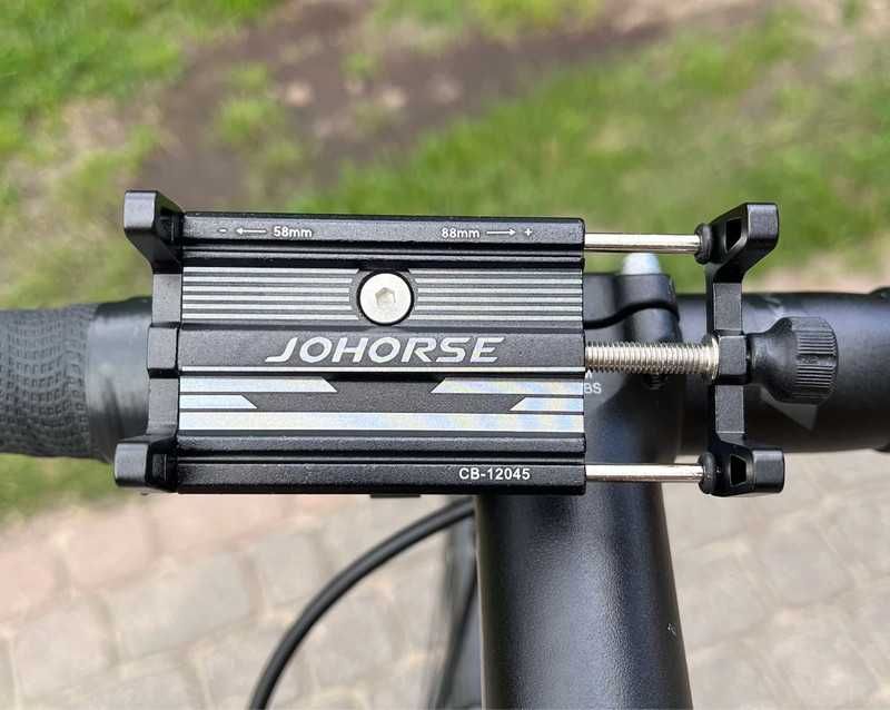 Czarno-srebrny aluminiowy uchwyt rowerowy do telefonu - 88mm - nowy