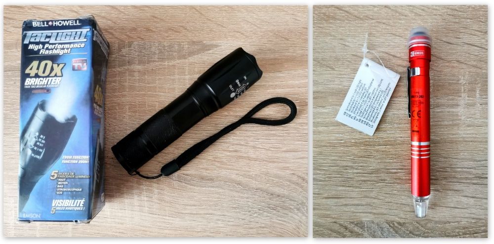 komplet: latarka taktyczna wojskowa TACLIGHT 40x 5 trybów +wkrętak LED