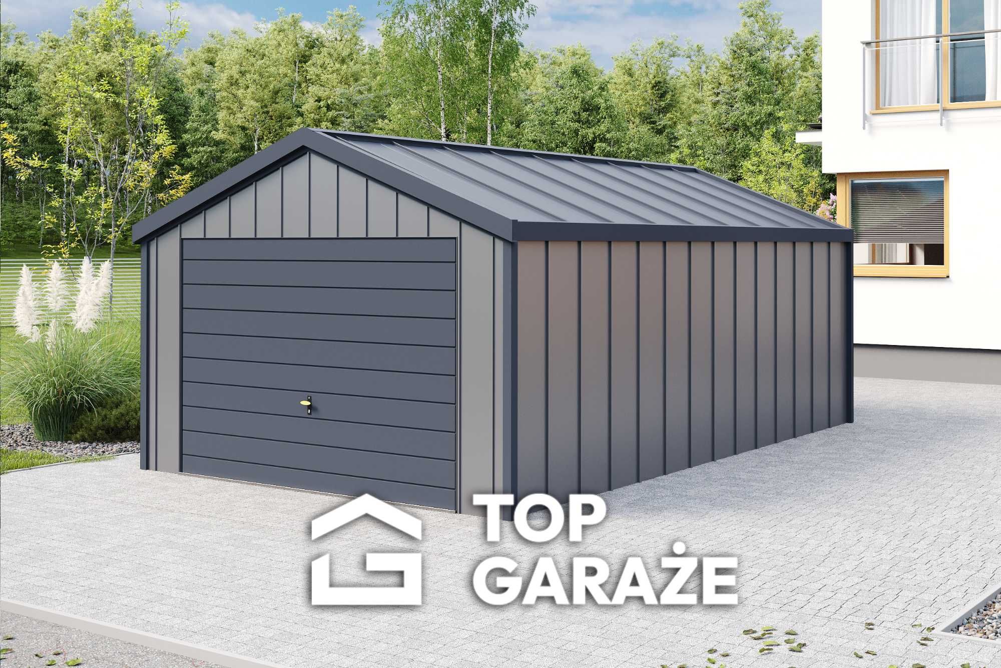 Garaż blaszany na rąbek / 4m szer. 6m dł Dwuspadowy / Garaże