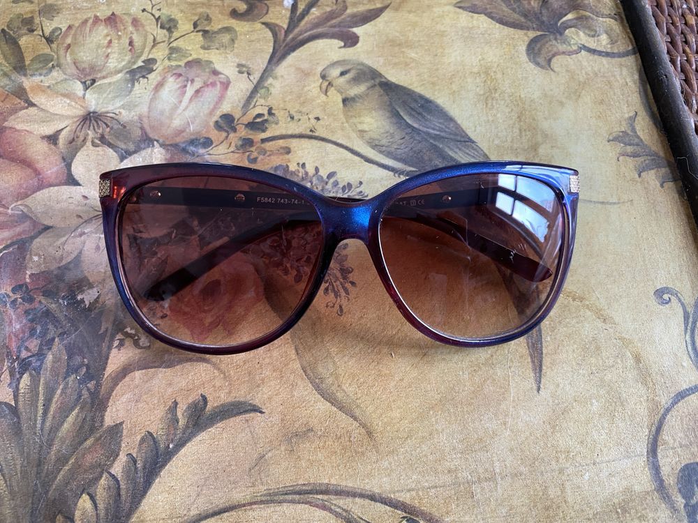 Okulary muchy damskie niebiesko fioletowe przeciwsłoneczne