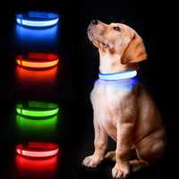 Świecąca obroża LED parciana dla psa kolorowa M i L