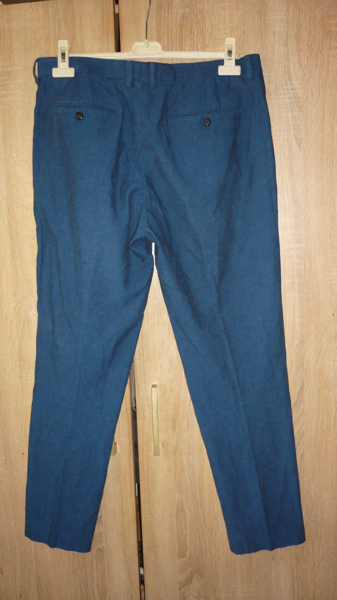 J. Crew- męskie spodnie bawełniane z lnem  r; 34/30