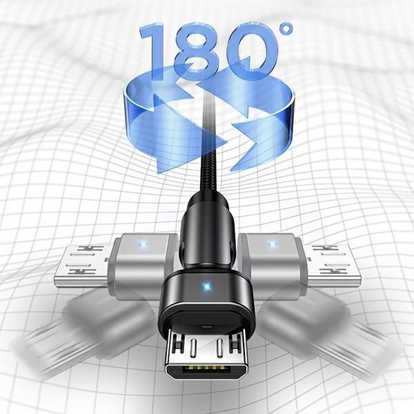 Kabel Nylonowy Usams U60 z Obrotową Końcówką 2A MicroUSB 1M