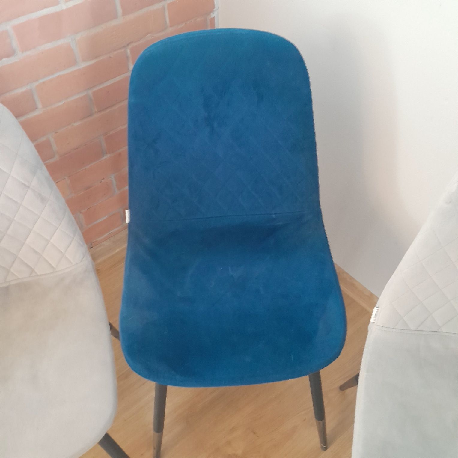 4szt komplet krzesła homla welurowe Velvet szare krzesło granat